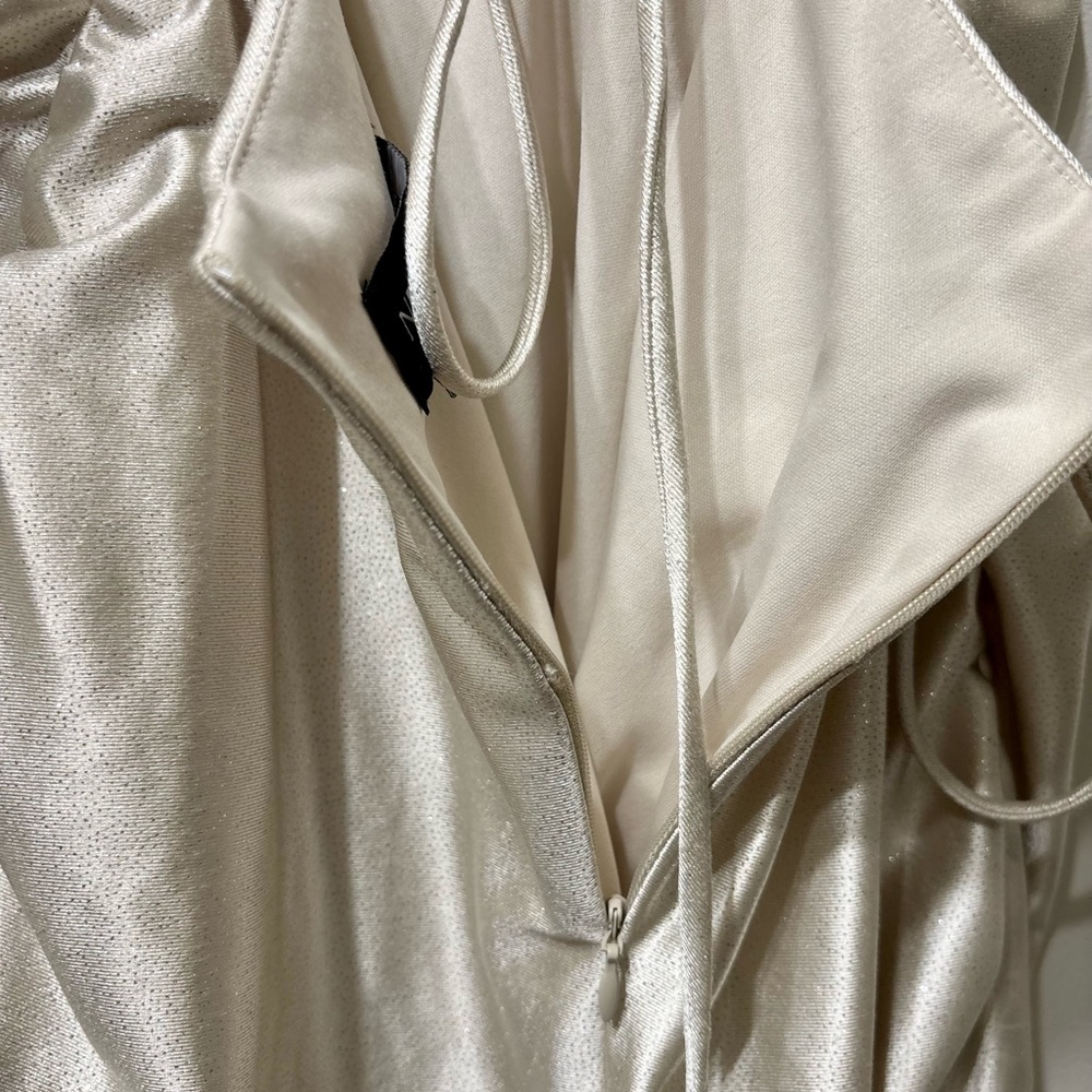 Next Up Lace Up Back Ruched Mini Dress Gold Shimmer Formal Size Medium - Picture 10 of 12